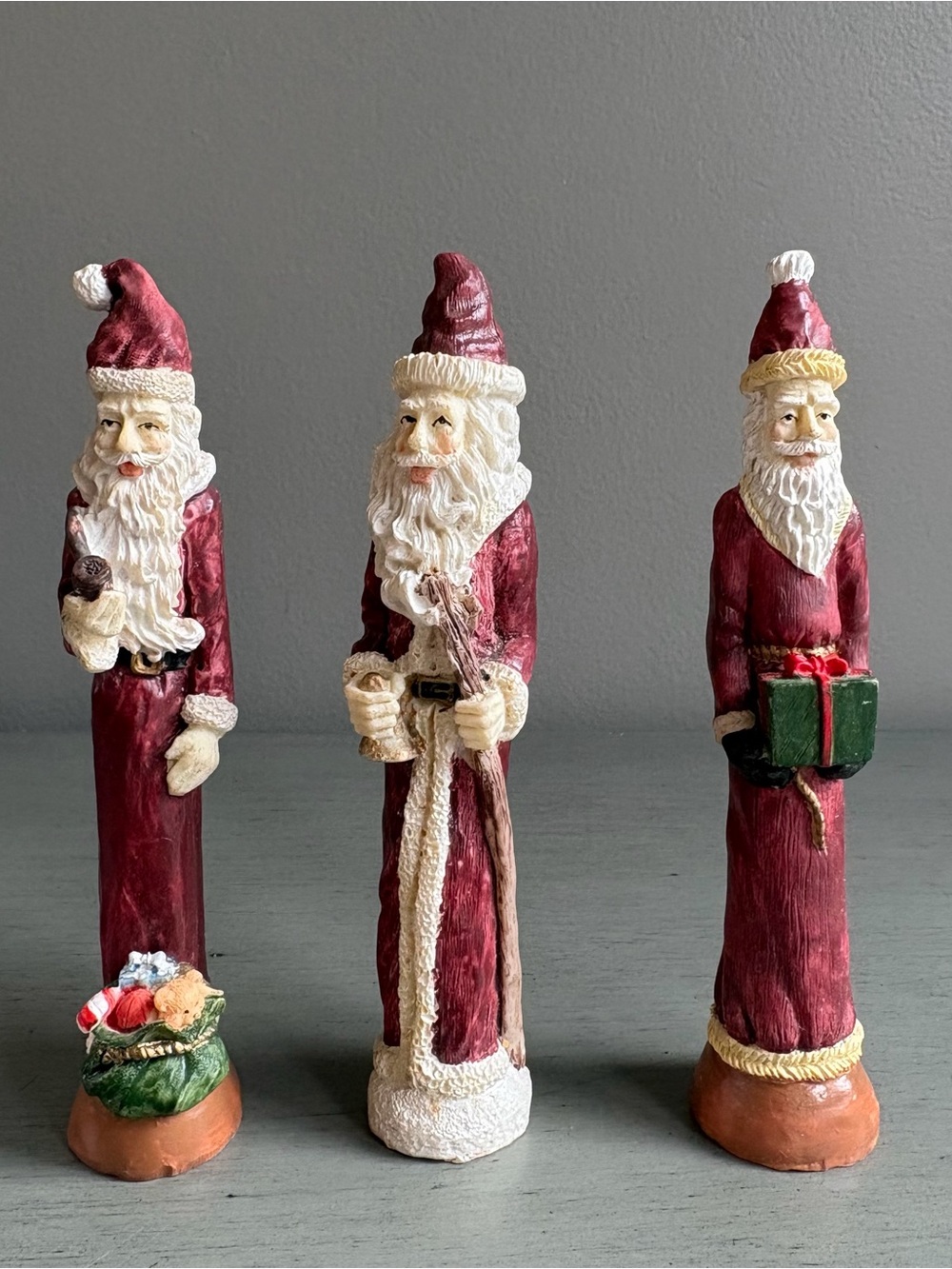 VTG Classic Pencil Santa Figurine Display -Christmas Holiday Home Decor Set of 3 - Picture 2 of 8